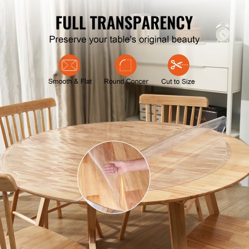 Clear Table Cover Protector 48 inch1230 mm Round Table Cover 1.5 mm Thick
