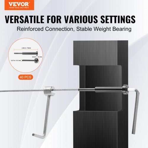 40 Pack Invisible Cable Railing kit T316 Stainless Steel 18 Invisible