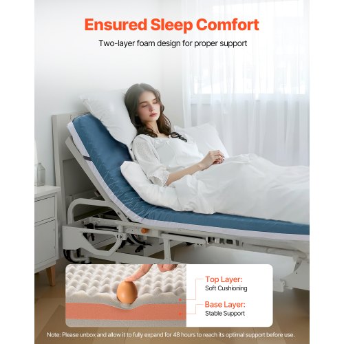 Hospital Bed Mattress 300 lbs Load Long Term Care Pressure Redistribution