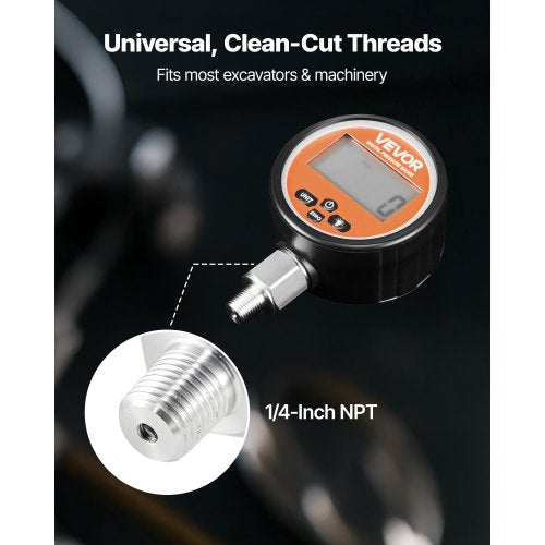 Digital Hydraulic Pressure Gauge 010000 PSI 0700 Bar Hydraulic Pressure