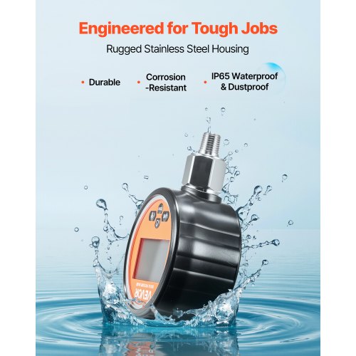 Digital Hydraulic Pressure Gauge 010000 PSI 0700 Bar Hydraulic Pressure