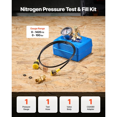 Hydraulic Nitrogen Accumulator Charging Kit 01420 PSI Nitrogen Fill Kit