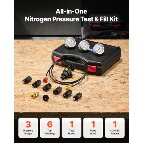 Hydraulic Nitrogen Accumulator Charging Kit AllinOne Nitrogen Fill Kit