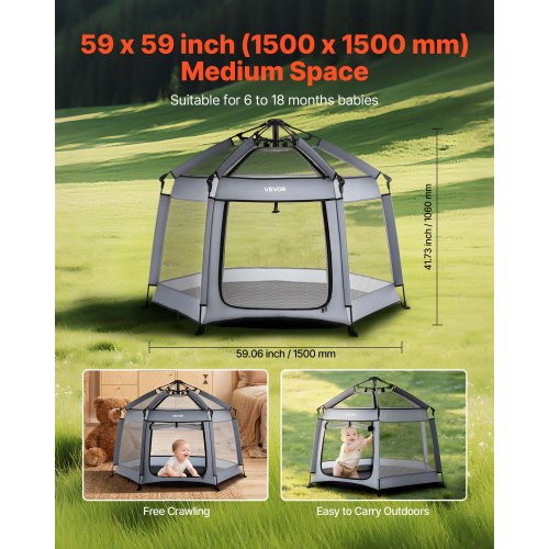Baby Playpen Pop Up Toddler Playpen with Canopy Indoor Outdoor Portable