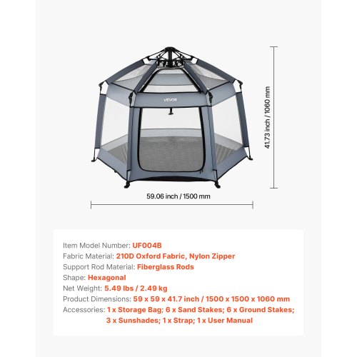 Baby Playpen Pop Up Toddler Playpen with Canopy Indoor Outdoor Portable