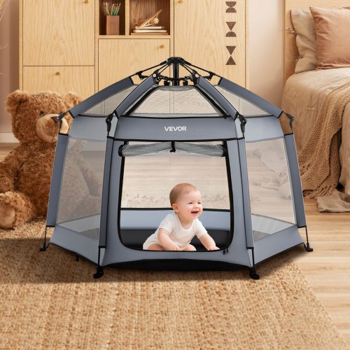 Baby Playpen Pop Up Toddler Playpen with Canopy Indoor Outdoor Portable