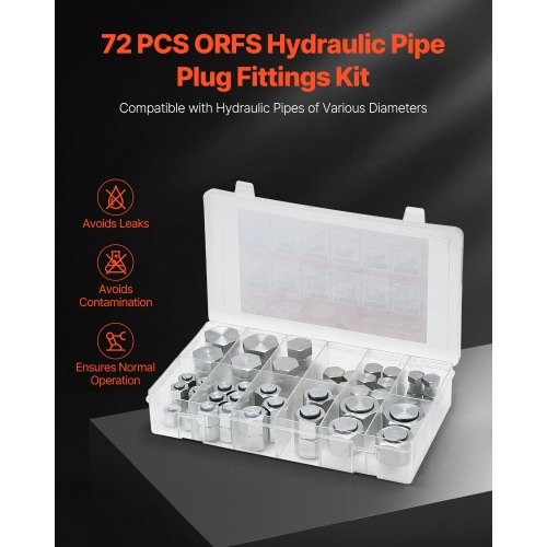 72 PCS ORFS Hydraulic Fittings O Ring Face Seal Fitting Kit Hydraulic Hose