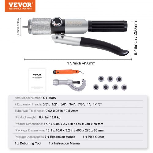 Hydraulic Tube Expander 38 to 118 OD HAVC Hydraulic Swaging Tool with 7 Pipe