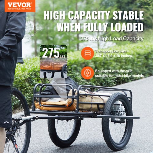 Bike Cargo Trailer 275 lbs Load Capacity HeavyDuty Bicycle Wagon Cart