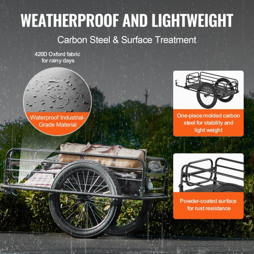 Bike Cargo Trailer 275 lbs Load Capacity HeavyDuty Bicycle Wagon Cart