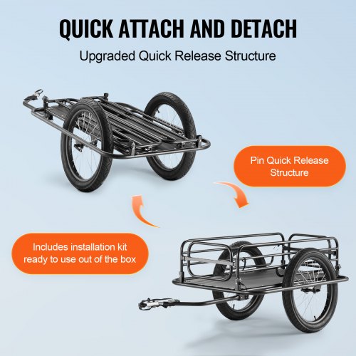 Bike Cargo Trailer 275 lbs Load Capacity HeavyDuty Bicycle Wagon Cart