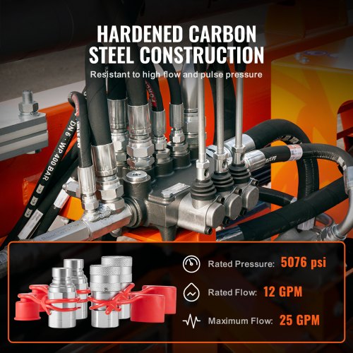 12 Flat Face Hydraulic Couplers 12 NPT Skid Steer Hydraulic Quick