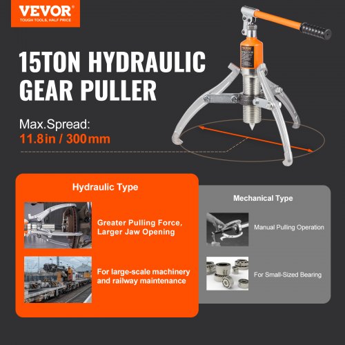 Hydraulic Gear Puller 15 Ton Max Capacity Wheel Bearing Pulling Separator
