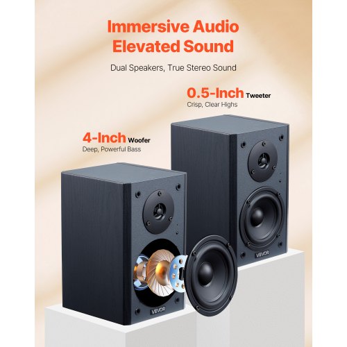 Powered Bookshelf Speakers 20W x 2 Active Studio Monitor Speaker with 4