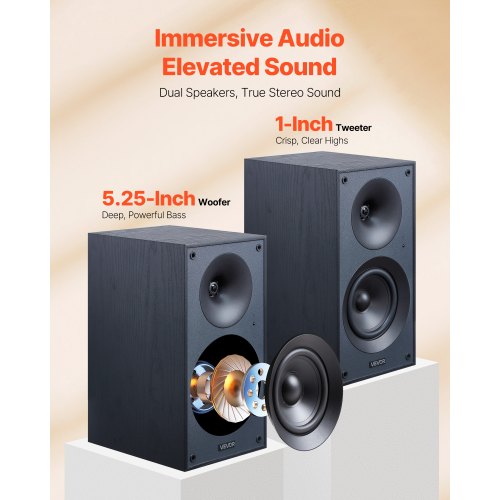 Powered Bookshelf Speakers 25W x 2 Active Studio Monitor Speaker with 525