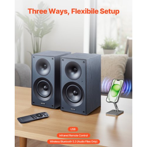 Powered Bookshelf Speakers 25W x 2 Active Studio Monitor Speaker with 525