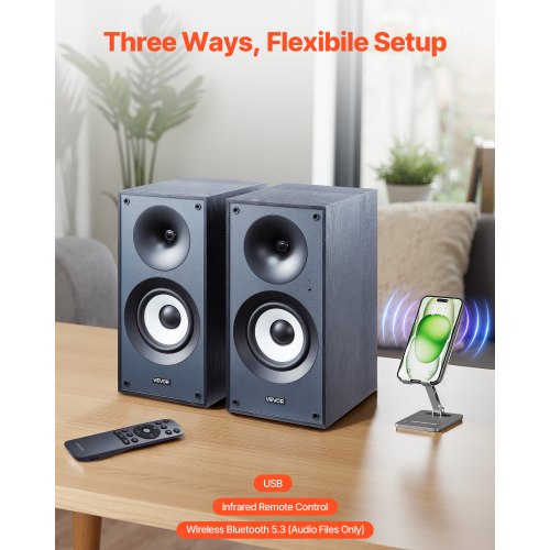Powered Bookshelf Speakers 25W x 2 Active Studio Monitor Speaker with 55
