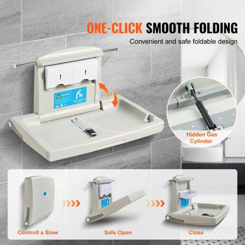 WallMounted Baby Changing Station Horizontal Foldable Diaper Change Table