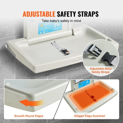 WallMounted Baby Changing Station Horizontal Foldable Diaper Change Table