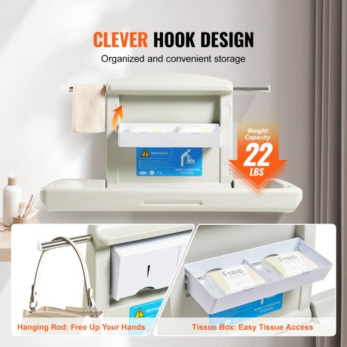WallMounted Baby Changing Station Horizontal Foldable Diaper Change Table
