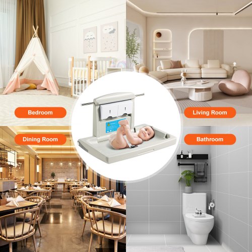 WallMounted Baby Changing Station Horizontal Foldable Diaper Change Table