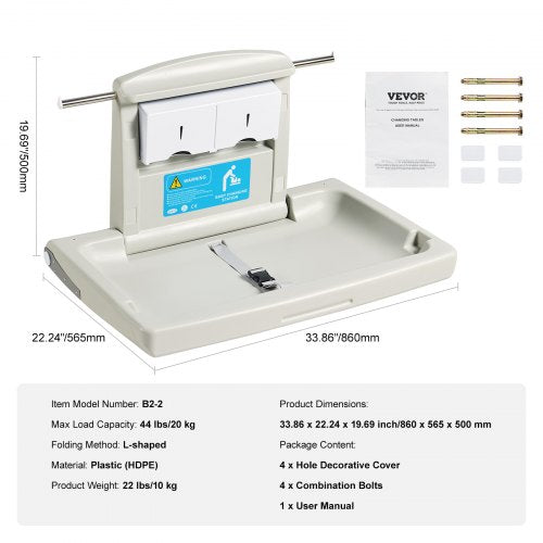 WallMounted Baby Changing Station Horizontal Foldable Diaper Change Table