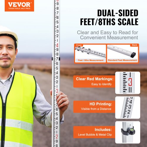 Measuring Rod 14Feet8ths 4 Sections Telescopic Grade Rod 18in w Bag – 31MM