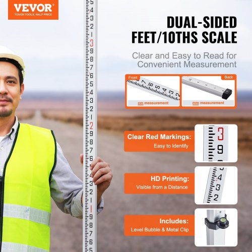 Aluminum Grade Rod 16Feet10ths 4 Sections Telescopic Measuring