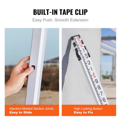 Aluminum Grade Rod 16Feet8ths 4 Sections Telescopic Measuring