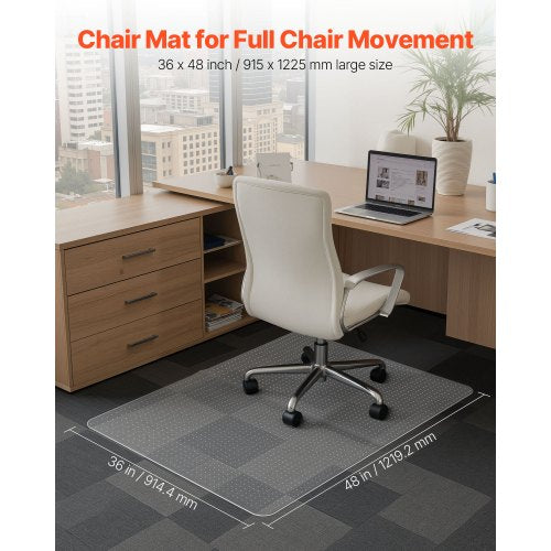 Chair Mat 36 x 48inch Office Chair Mat for Carpeted Floors Plastic Floor