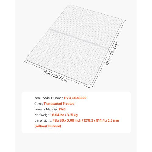 Chair Mat 36 x 48inch Office Chair Mat for Carpeted Floors Plastic Floor