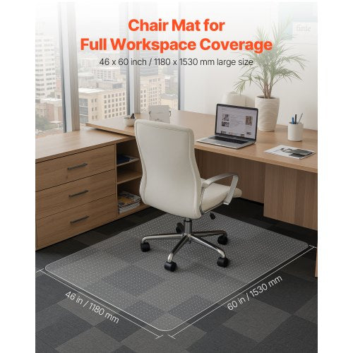 Chair Mat 60 x 46inch Office Chair Mat for Low Pile Carpeted Floors Clear