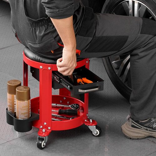 Rolling Mechanic Stool with Wheels 300 lbs Capacity Garage SeatWork Stool