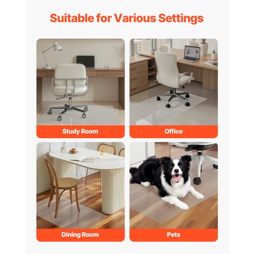Chair Mat 30 x 48inch Transparent Office Chair Mat for Hard Floors Floor