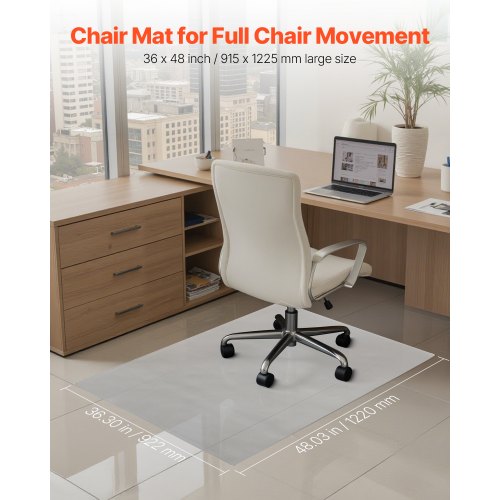 Chair Mat 36 x 48inch Transparent Office Chair Mat for Hard Floors Floor