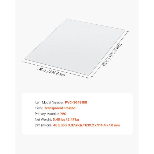 Chair Mat 36 x 48inch Transparent Office Chair Mat for Hard Floors Floor