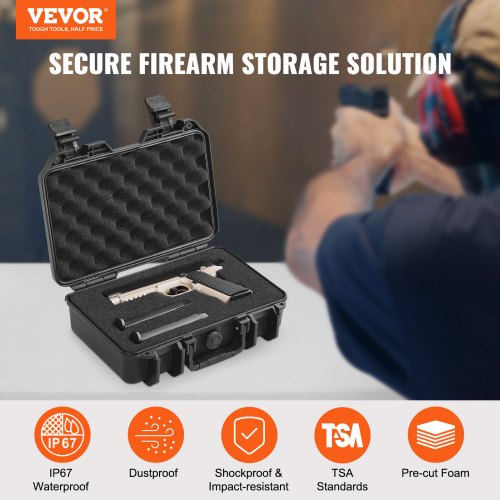 Hard Pistol Cases with Precut PU Foam Lockable Pistol Case for 1 Pistol – 67 W