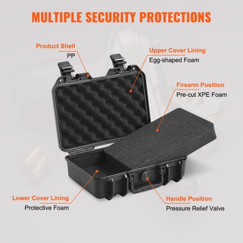 Hard Pistol Cases with Precut PU Foam Lockable Pistol Case for 1 Pistol – 67 W