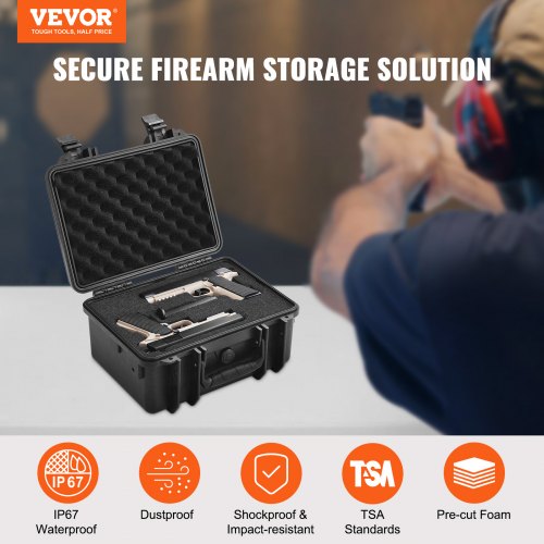 Hard Pistol Cases with Precut PU Foam Waterproof Dustproof Hard Gun Case