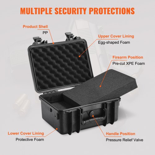 Hard Pistol Cases with Precut PU Foam Waterproof Dustproof Hard Gun Case