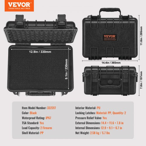 Hard Pistol Cases with Precut PU Foam Waterproof Dustproof Hard Gun Case