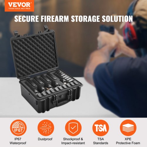 Hard Pistol Cases with Precut PU Foam Waterproof Dustproof Hard Gun Case