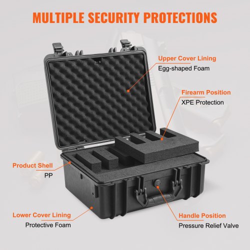 Hard Pistol Cases with Precut PU Foam Waterproof Dustproof Hard Gun Case
