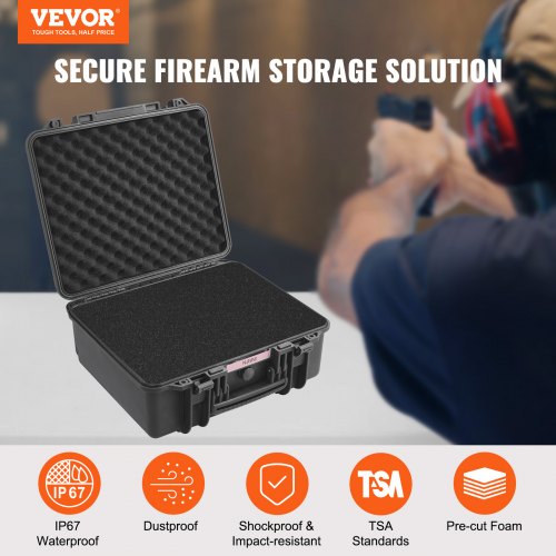 Hard Pistol Cases with Precut PU Foam Lockable Pistol Case for 6 Pistol – 70 W