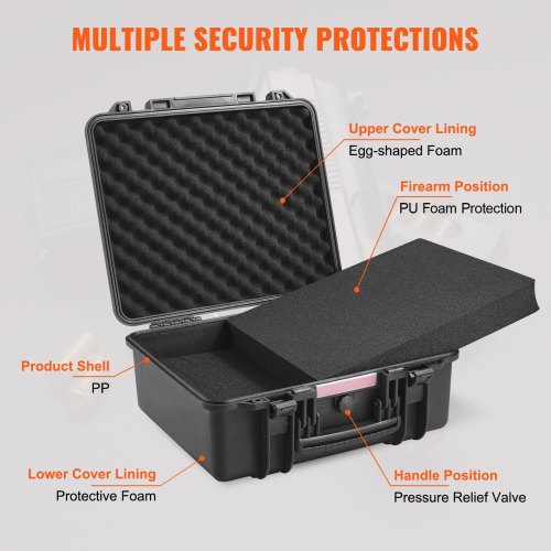 Hard Pistol Cases with Precut PU Foam Lockable Pistol Case for 6 Pistol – 70 W