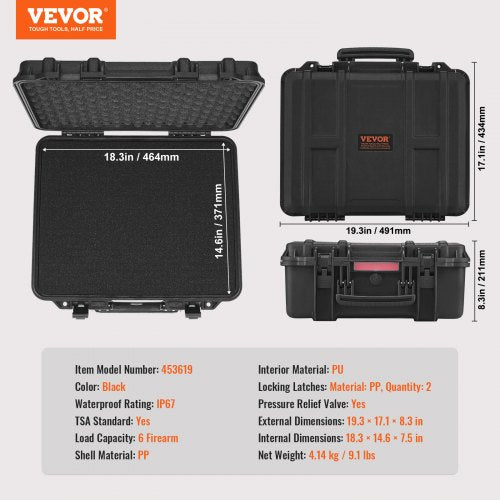 Hard Pistol Cases with Precut PU Foam Lockable Pistol Case for 6 Pistol – 70 W