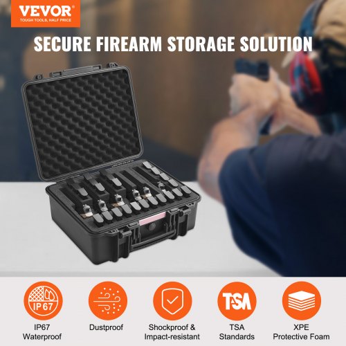 Hard Pistol Cases with Precut PU Foam Waterproof Dustproof Hard Gun Case