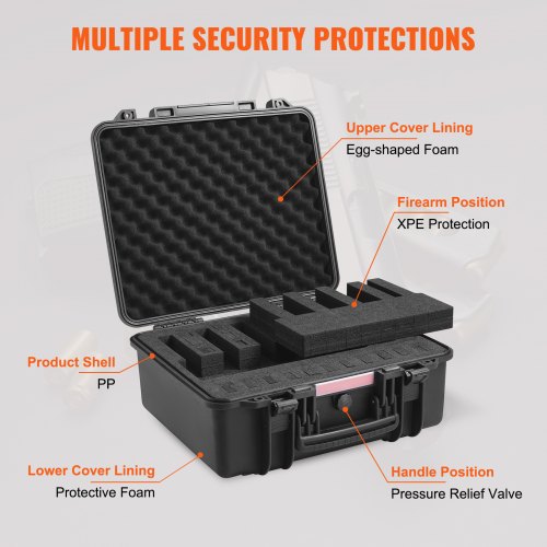 Hard Pistol Cases with Precut PU Foam Waterproof Dustproof Hard Gun Case