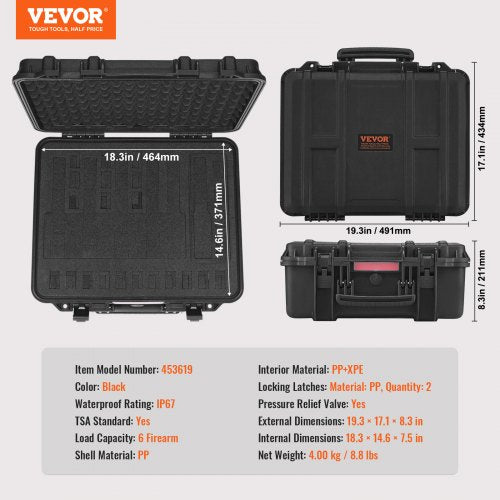 Hard Pistol Cases with Precut PU Foam Waterproof Dustproof Hard Gun Case