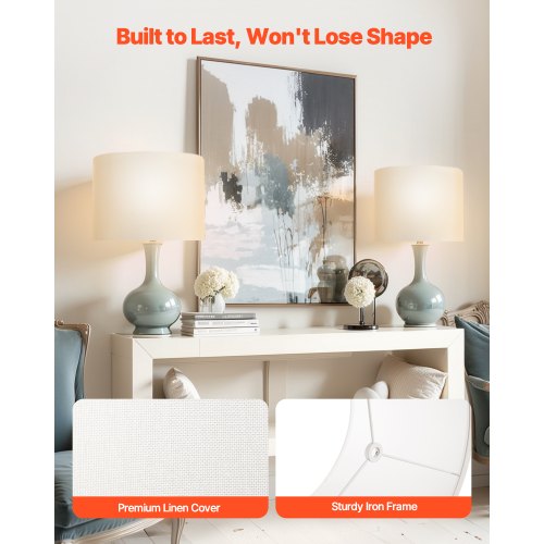 Drum Lamp Shade 2 Set 13 in Top x 13 in Bottom x 10 in High Medium Drum